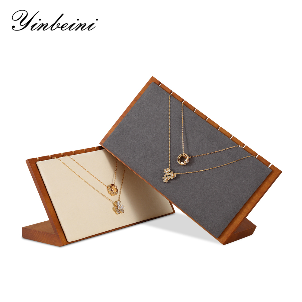Yinbeini Soft Microfiber Wood Base Jewelry Display Set for Small Business Sellers Great for Craft Fairs Pop Up Shops SM062