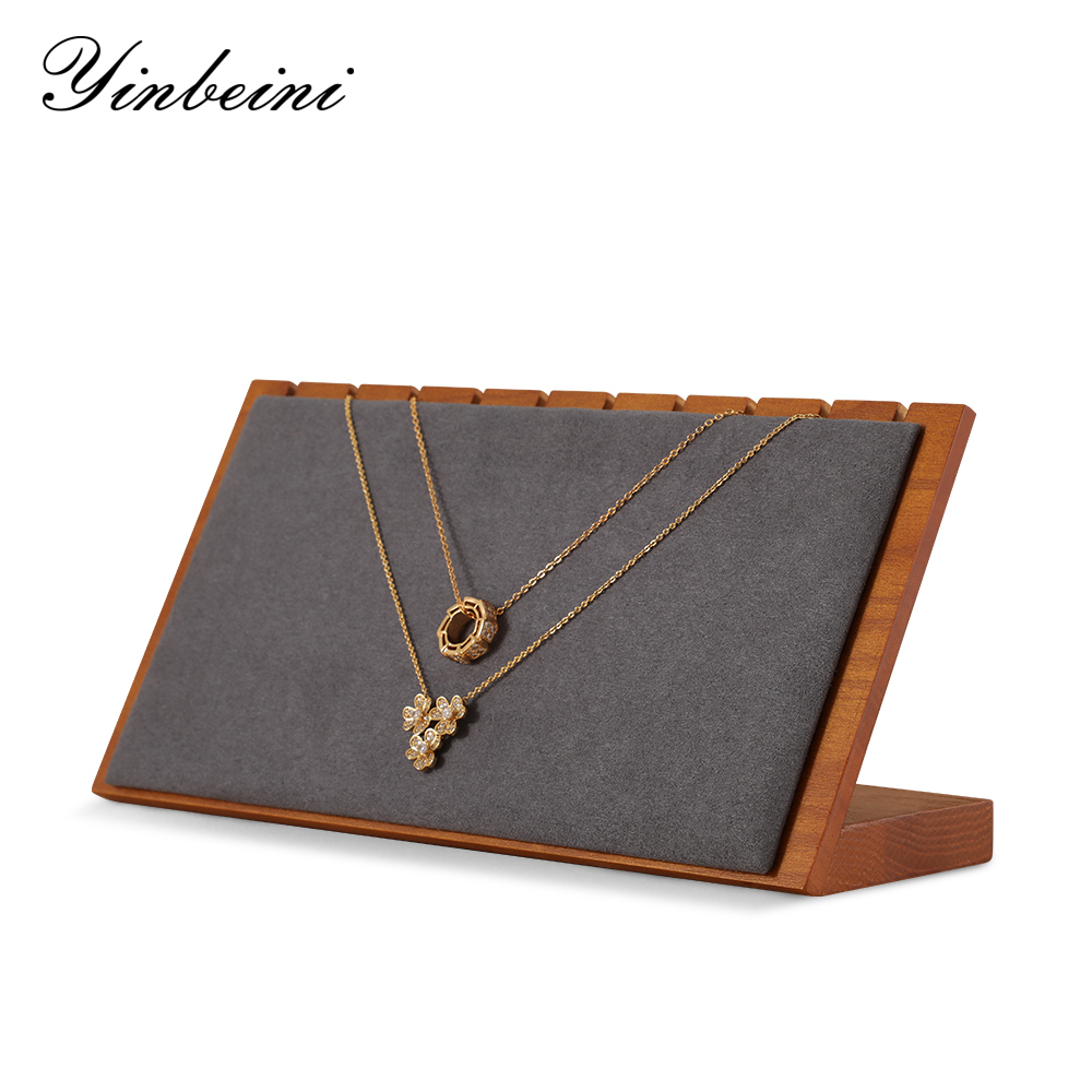 Yinbeini Soft Microfiber Wood Base Jewelry Display Set for Small Business Sellers Great for Craft Fairs Pop Up Shops SM062