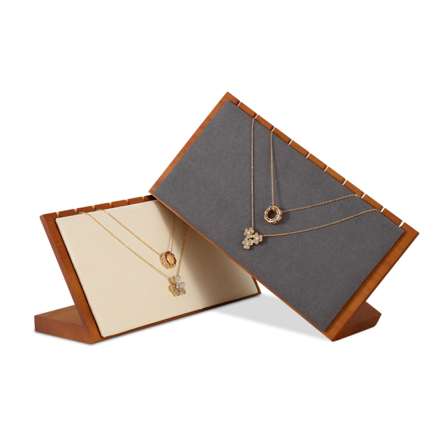 Yinbeini Soft Microfiber Wood Base Jewelry Display Set for Small Business Sellers Great for Craft Fairs Pop Up Shops SM062