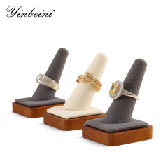 Yinbeini Wood Base Ring Cone and Necklace Stand Jewelry Display Set for Complete Jewelry Sets SM066