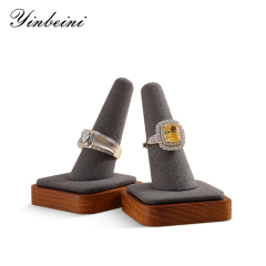 Yinbeini Wood Base Ring Cone and Necklace Stand Jewelry Display Set for Complete Jewelry Sets SM066