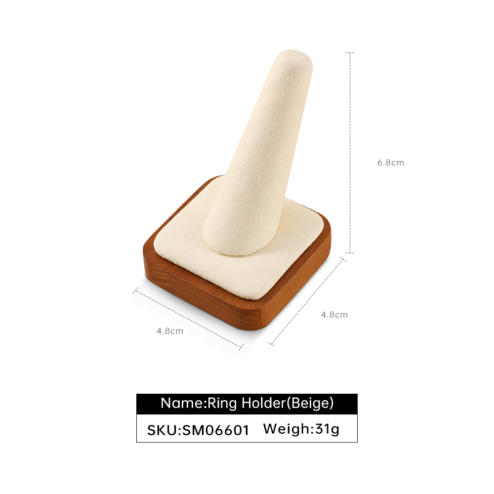 Yinbeini Wood Base Ring Cone and Necklace Stand Jewelry Display Set for Complete Jewelry Sets SM066