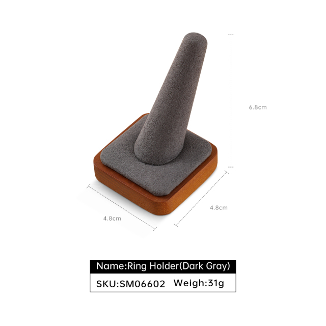 Yinbeini Wood Base Ring Cone and Necklace Stand Jewelry Display Set for Complete Jewelry Sets SM066