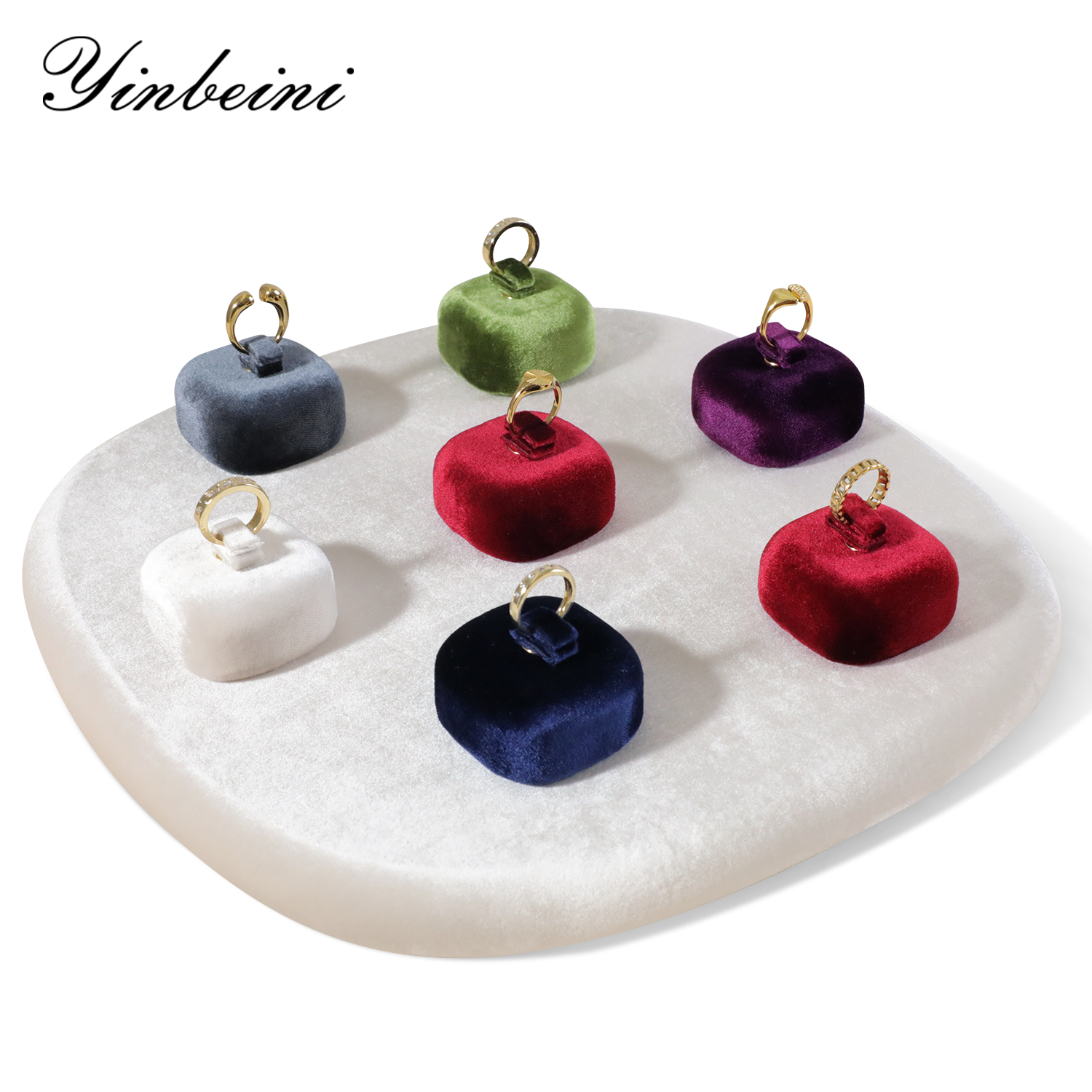 Yinbeini Velvet Jewelry Display Kit High-Quality Earring Ring Display Stand for Craft Fairs and Pop Up Shops Portable and Lightweight TB011