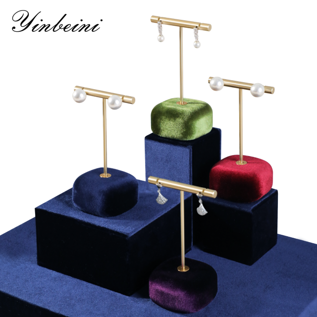 Yinbeini Velvet Jewelry Display Kit High-Quality Earring Ring Display Stand for Craft Fairs and Pop Up Shops Portable and Lightweight TB011