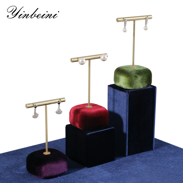 Yinbeini Velvet Jewelry Display Kit High-Quality Earring Ring Display Stand for Craft Fairs and Pop Up Shops Portable and Lightweight TB011