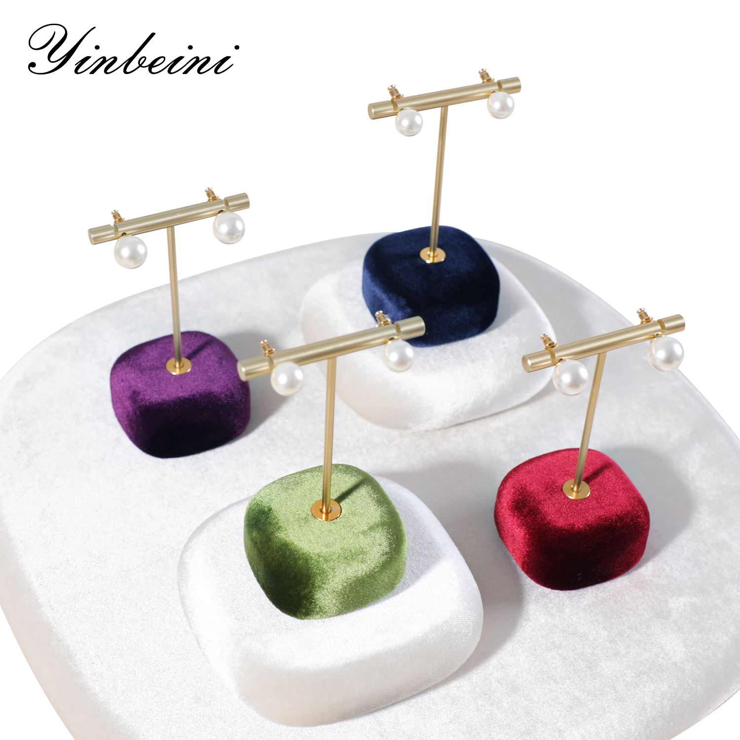 Yinbeini Velvet Jewelry Display Kit High-Quality Earring Ring Display Stand for Craft Fairs and Pop Up Shops Portable and Lightweight TB011