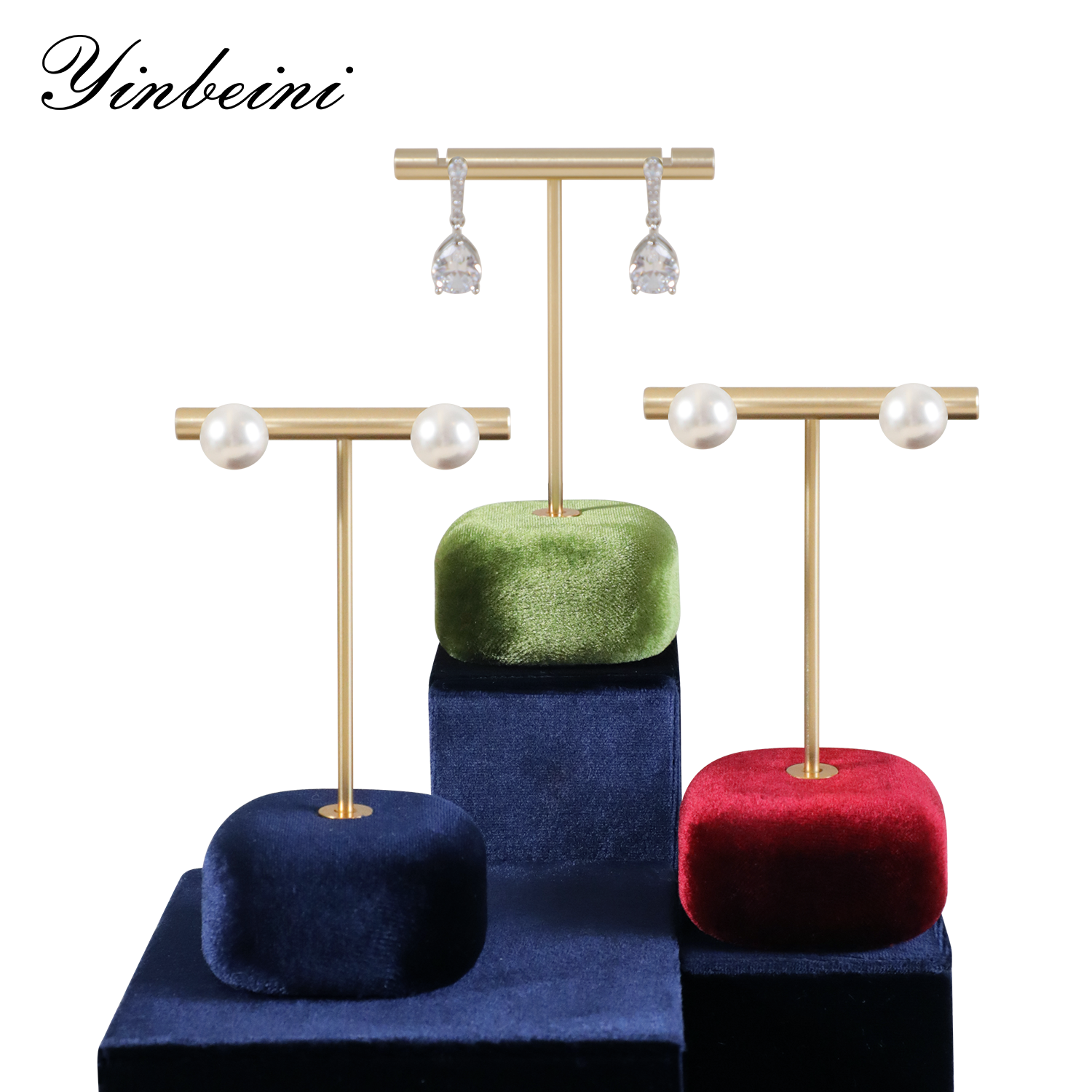 Yinbeini Velvet Jewelry Display Kit High-Quality Earring Ring Display Stand for Craft Fairs and Pop Up Shops Portable and Lightweight TB011