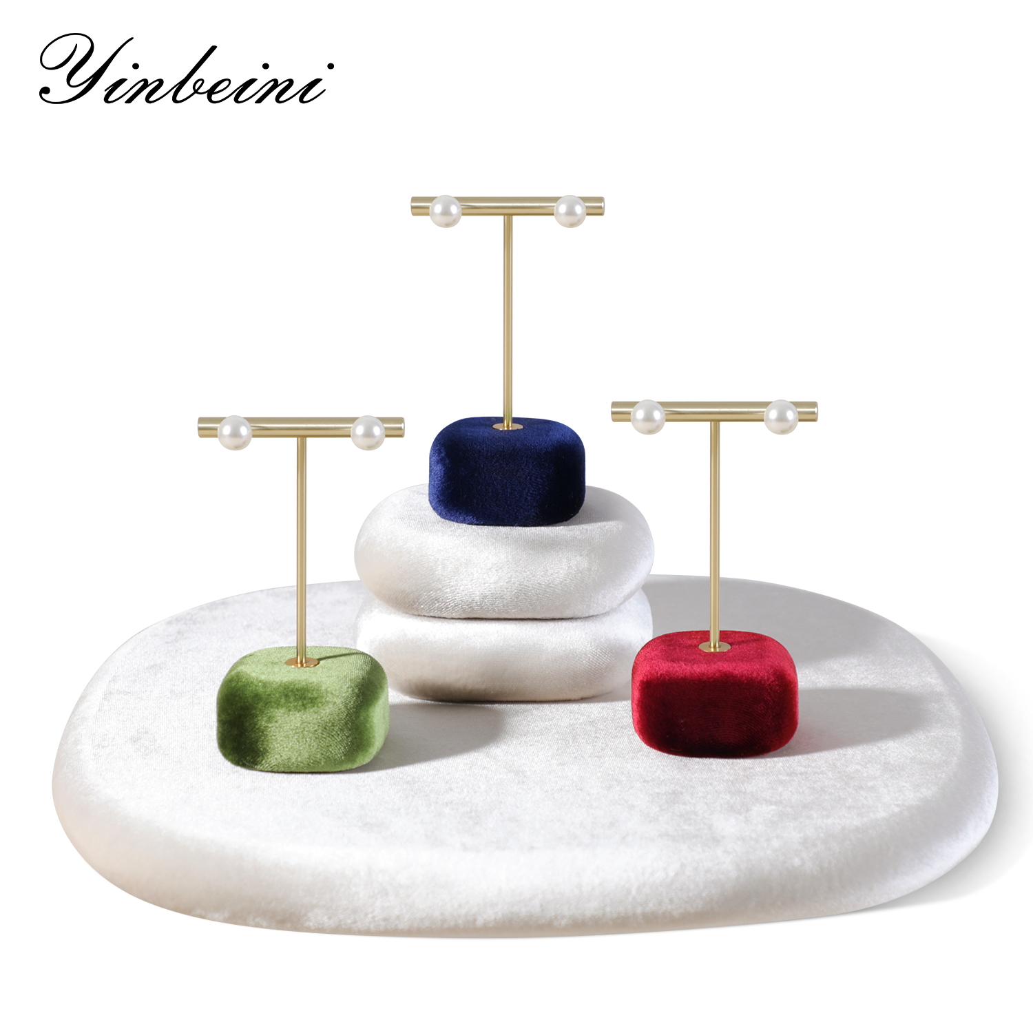 Yinbeini Velvet Jewelry Display Kit High-Quality Earring Ring Display Stand for Craft Fairs and Pop Up Shops Portable and Lightweight TB011