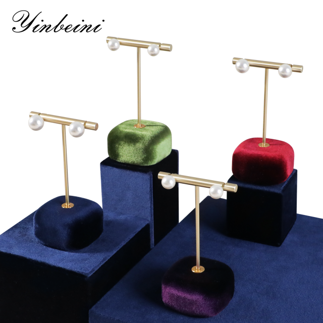 Yinbeini Velvet Jewelry Display Kit High-Quality Earring Ring Display Stand for Craft Fairs and Pop Up Shops Portable and Lightweight TB011