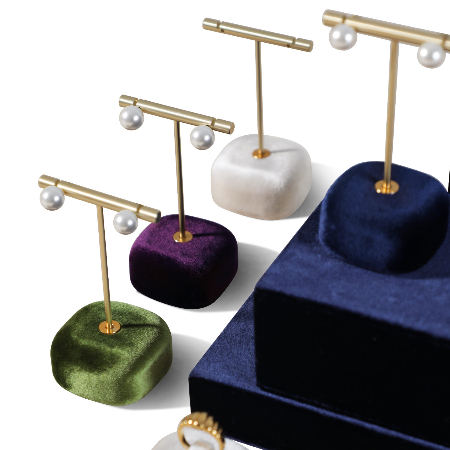 Yinbeini Velvet Jewelry Display Kit High-Quality Earring Ring Display Stand for Craft Fairs and Pop Up Shops Portable and Lightweight TB011