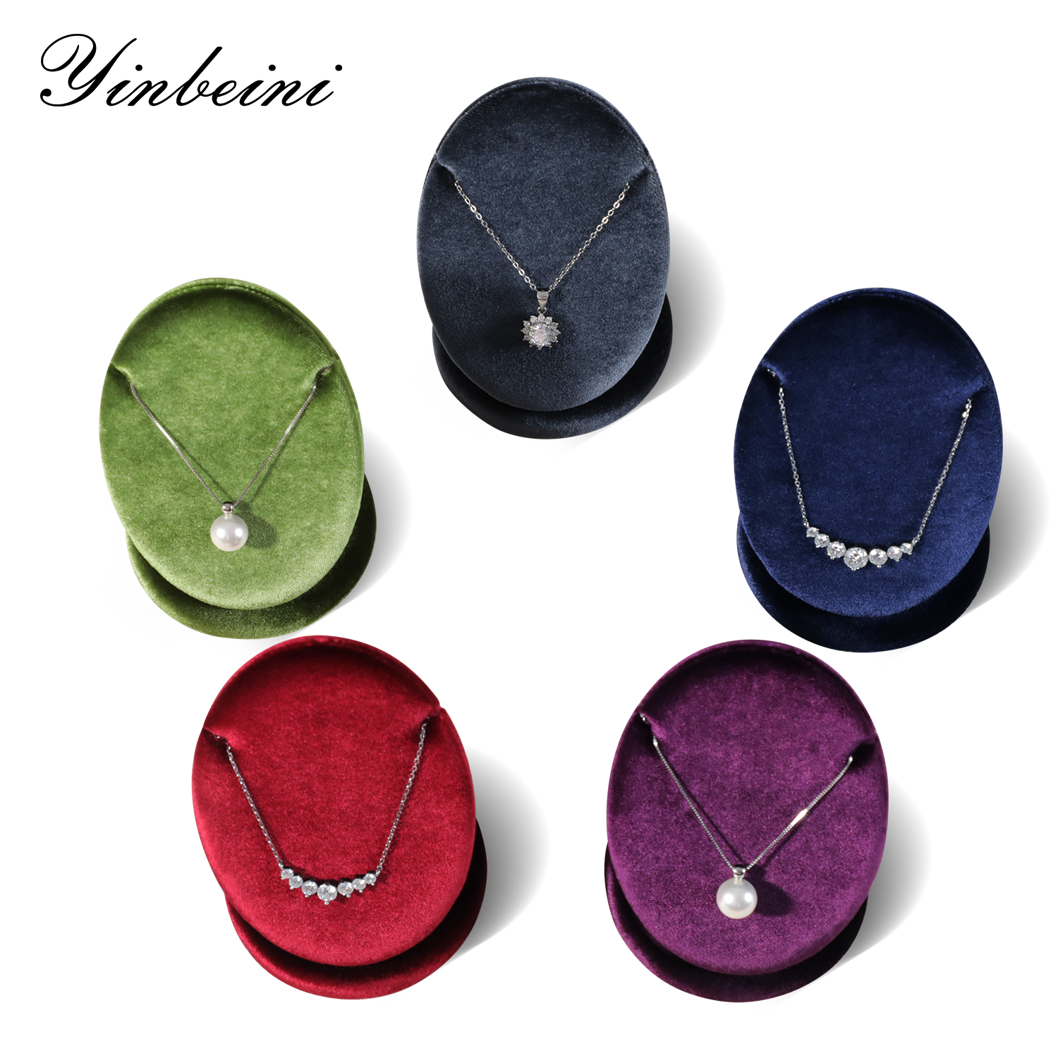 Yinbeini Velvet Necklace Display Stand Pendant Necklace Storage Holder Jewelry Shop Retail Countertop Organizer Rack TB029