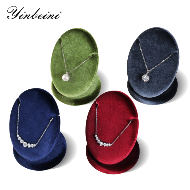 Yinbeini Velvet Necklace Display Stand Pendant Necklace Storage Holder Jewelry Shop Retail Countertop Organizer Rack TB029
