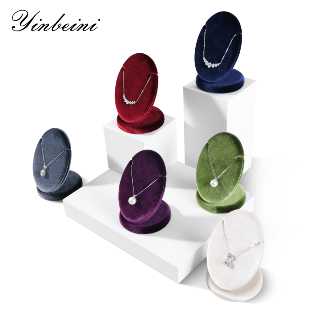 Yinbeini Velvet Necklace Display Stand Pendant Necklace Storage Holder Jewelry Shop Retail Countertop Organizer Rack TB029