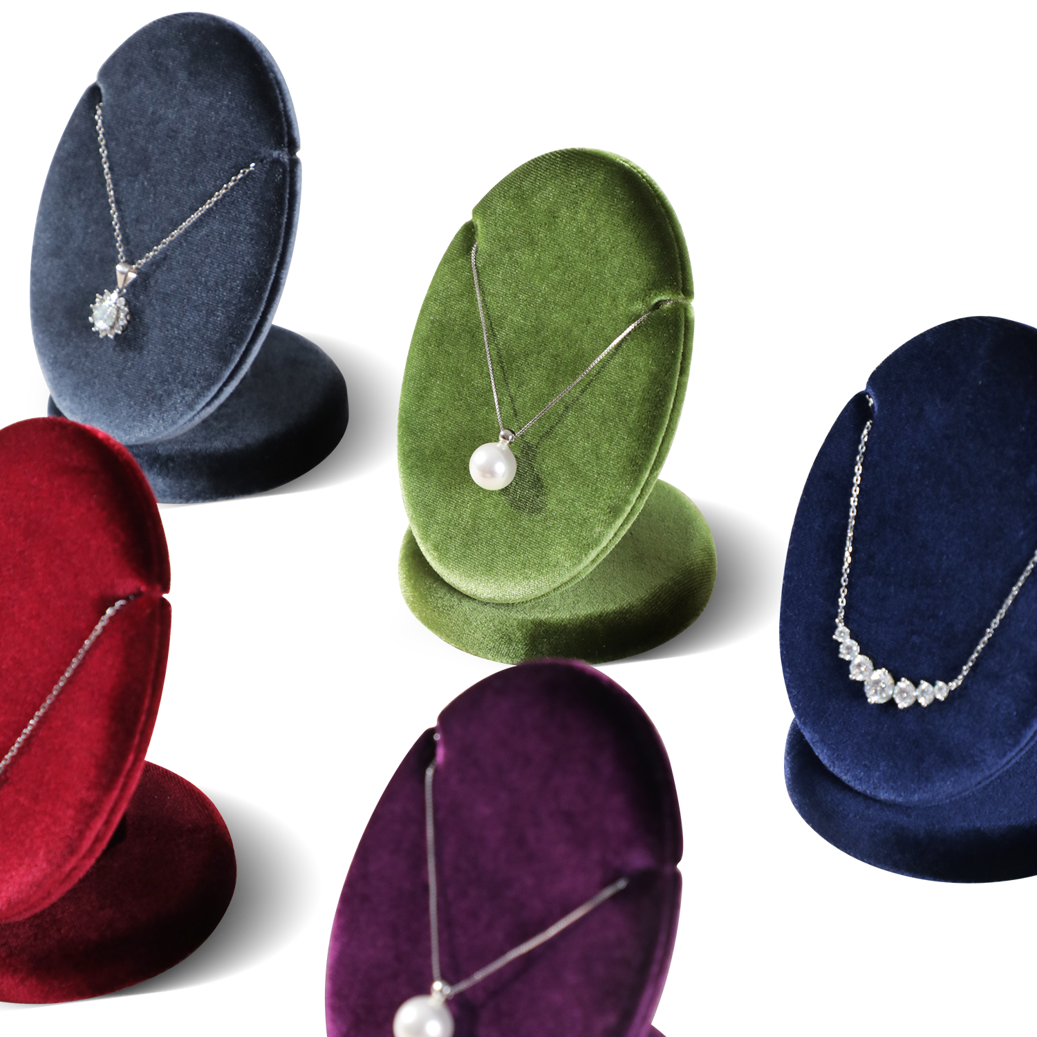 Yinbeini Velvet Necklace Display Stand Pendant Necklace Storage Holder Jewelry Shop Retail Countertop Organizer Rack TB029