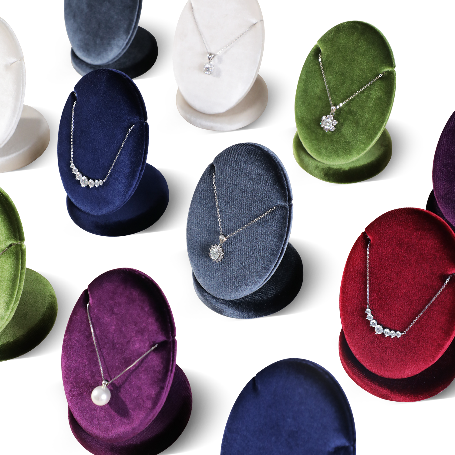 Yinbeini Velvet Necklace Display Stand Pendant Necklace Storage Holder Jewelry Shop Retail Countertop Organizer Rack TB029