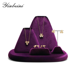 Yinbeini Purple Velvet Ring Earrings Necklace Display Stand for Wedding Perfect for Jewelry Store Counters and Bridal Shops TB039
