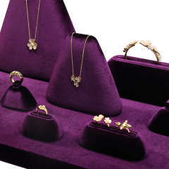 Yinbeini Purple Velvet Ring Earrings Necklace Display Stand for Wedding Perfect for Jewelry Store Counters and Bridal Shops TB039