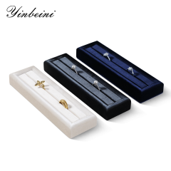 Yinbeini Velvet Ring Display Stand Single Row Ring Ear Stud Storage Organizer Jewelry Shop Showcase Props TB045