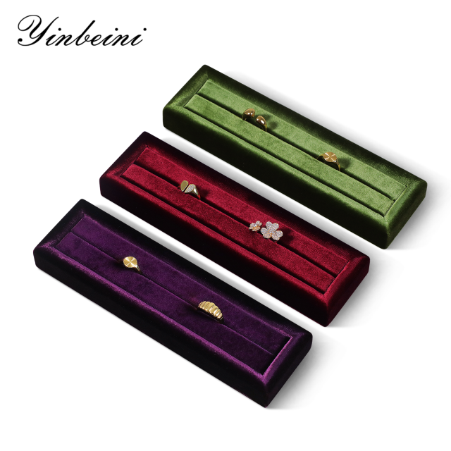 Yinbeini Velvet Ring Display Stand Single Row Ring Ear Stud Storage Organizer Jewelry Shop Showcase Props TB045