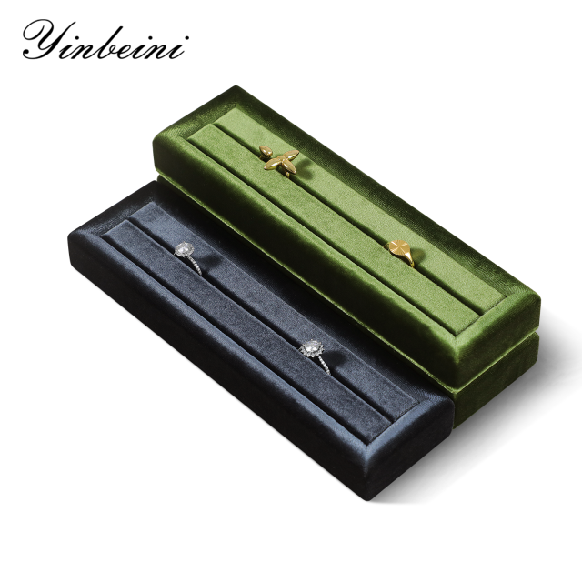 Yinbeini Velvet Ring Display Stand Single Row Ring Ear Stud Storage Organizer Jewelry Shop Showcase Props TB045