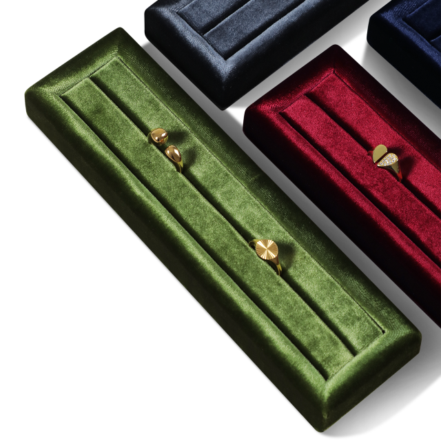 Yinbeini Velvet Ring Display Stand Single Row Ring Ear Stud Storage Organizer Jewelry Shop Showcase Props TB045