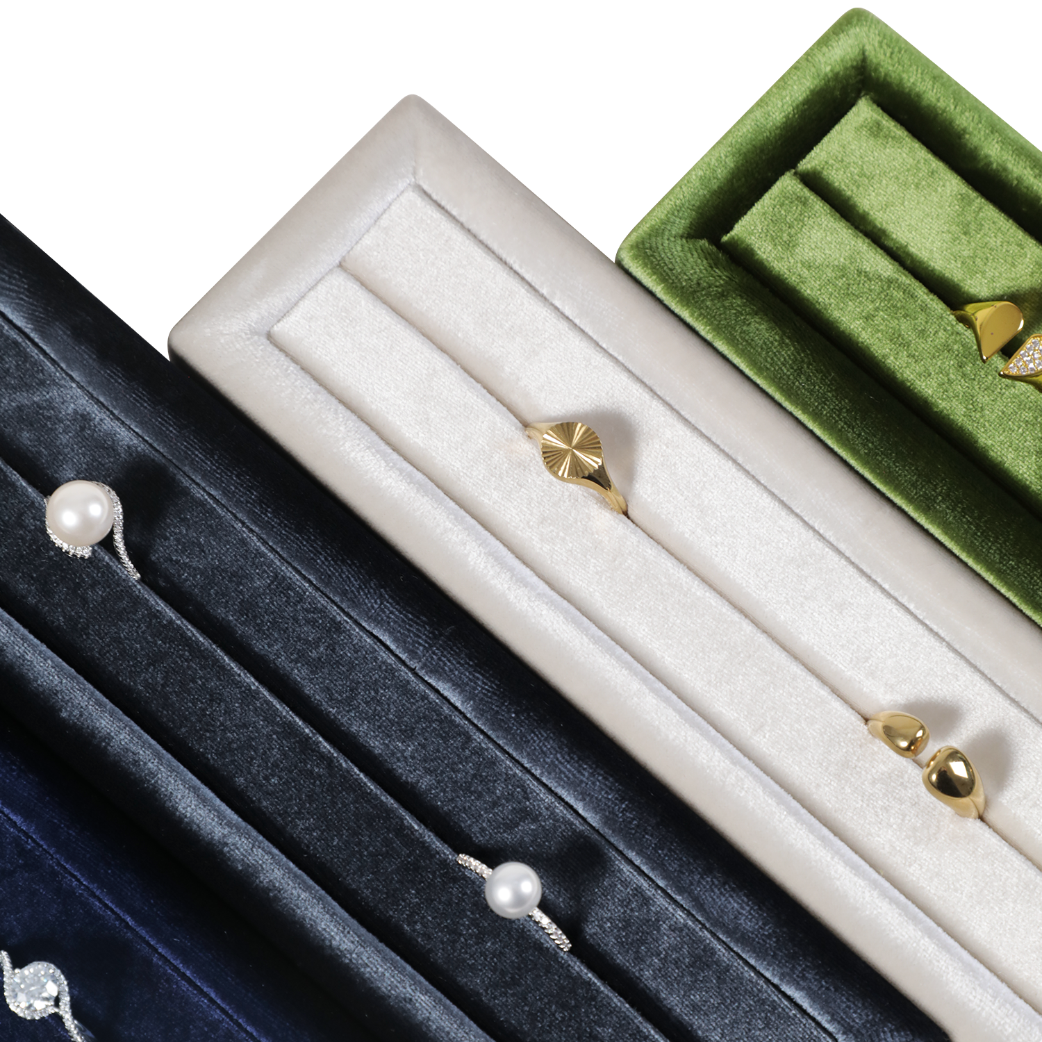Yinbeini Velvet Ring Display Stand Single Row Ring Ear Stud Storage Organizer Jewelry Shop Showcase Props TB045