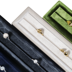Yinbeini Velvet Ring Display Stand Single Row Ring Ear Stud Storage Organizer Jewelry Shop Showcase Props TB045