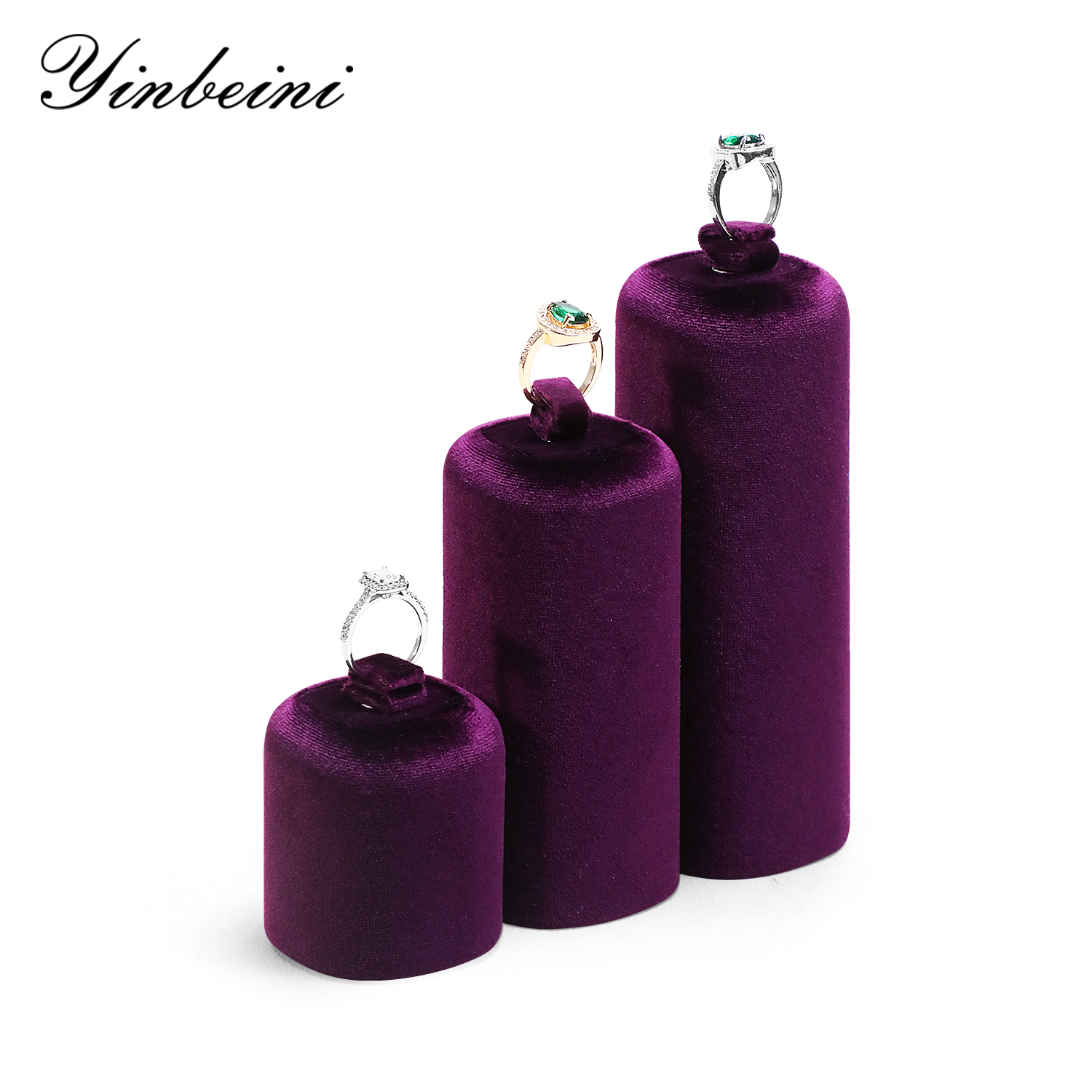 Yinbeini Aesthetic Purple Velvet Jewelry Display Stand with Multiple Holders for Complete Jewelry Sets Perfect for Bridal Boutiques and Gift Shops TB046