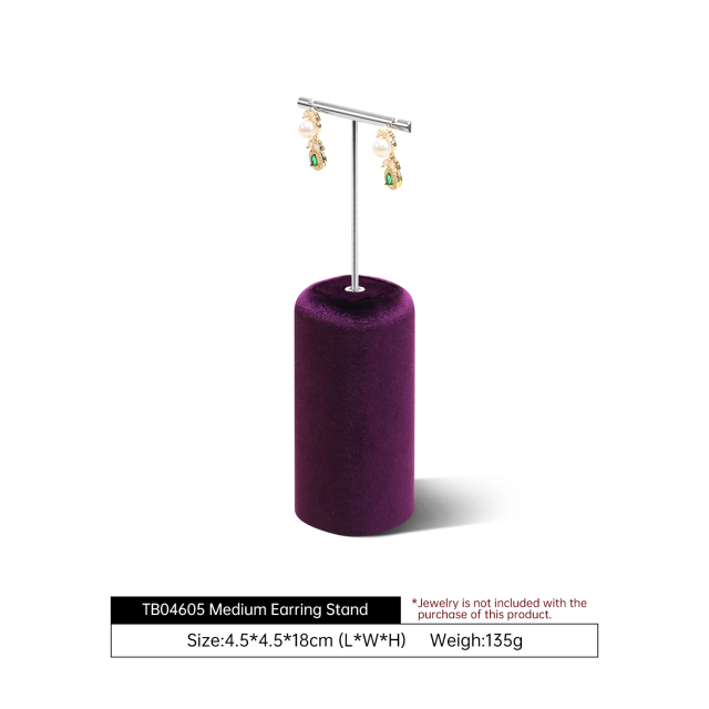 Yinbeini Aesthetic Purple Velvet Jewelry Display Stand with Multiple Holders for Complete Jewelry Sets Perfect for Bridal Boutiques and Gift Shops TB046
