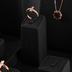 Yinbeini PU Leather Ring Necklace Earrings Storage Stand Black Jewelry Accerssories Display Set Pendant Bangle Organizer TT003