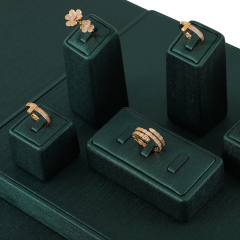 Yinbeini PU Leather Ring Earrings Necklace Storage Stand Dark Green Jewelry Accerssories Display Set Bangle Pendant Organizer TT004