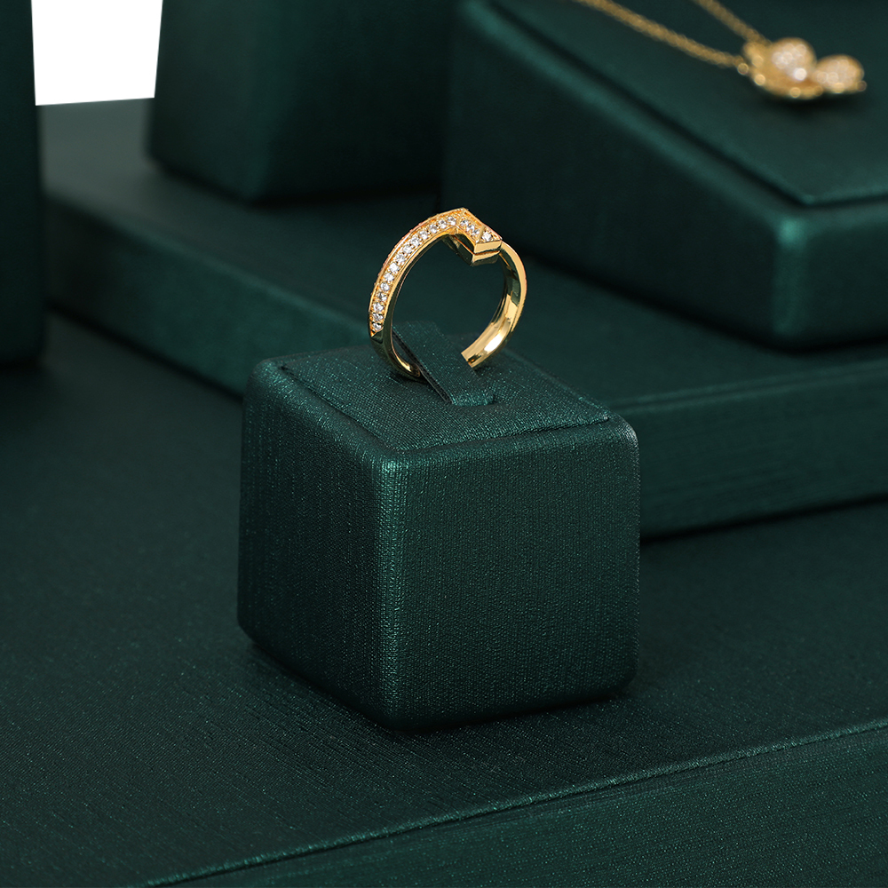Yinbeini PU Leather Ring Earrings Necklace Storage Stand Dark Green Jewelry Accerssories Display Set Bangle Pendant Organizer TT004