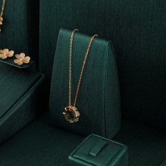 Yinbeini PU Leather Ring Earrings Necklace Storage Stand Dark Green Jewelry Accerssories Display Set Bangle Pendant Organizer TT004