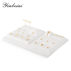 Yinbeini Premium Customizable PU Leather Jewelry Display Set Multi Piece White Organizer for Complete Jewelry Collections Ideal TT011