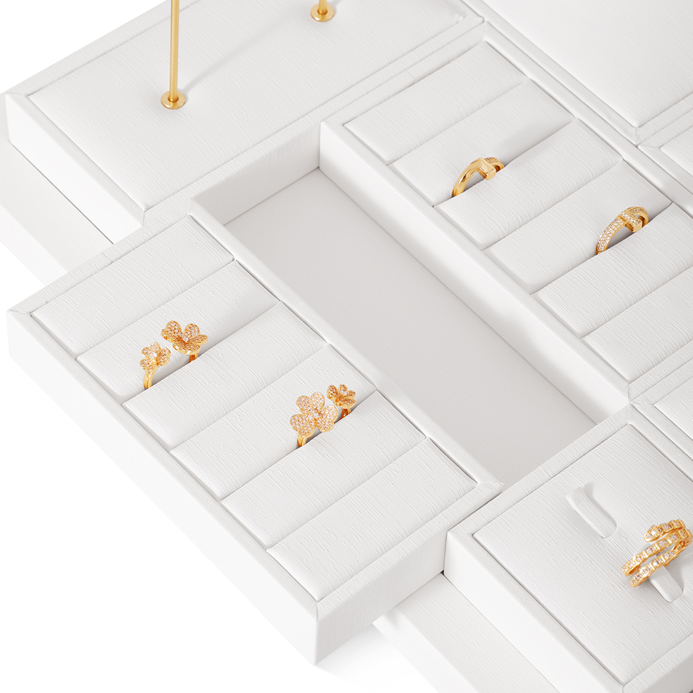 Yinbeini Premium Customizable PU Leather Jewelry Display Set Multi Piece White Organizer for Complete Jewelry Collections Ideal TT011