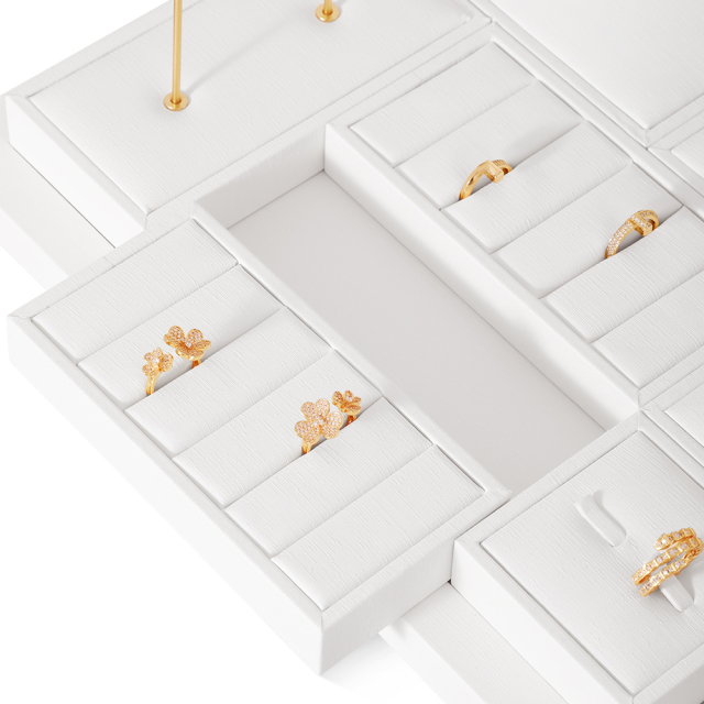 Yinbeini Premium Customizable PU Leather Jewelry Display Set Multi Piece White Organizer for Complete Jewelry Collections Ideal TT011