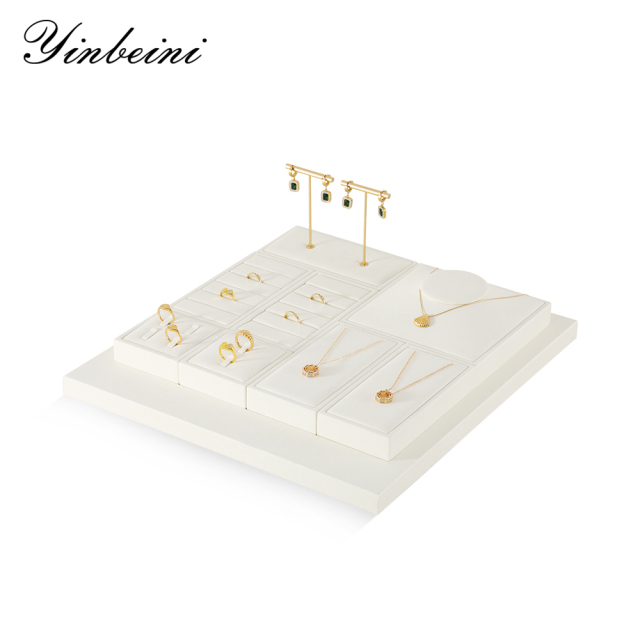 Yinbeini Minimalist Scandinavian White Ring Earrings Necklace Bracelet Storage Organizer Microfiber Jewelry Decoration Set TT012
