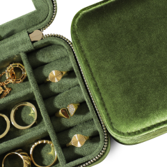 Yinbeini Olive Green Multi-Functional Zippered Bag with Mirror Great Item for Storing and Organizing Earrings and Necklaces BX001