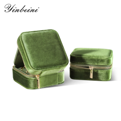 Yinbeini Olive Green Multi-Functional Zippered Bag with Mirror Great Item for Storing and Organizing Earrings and Necklaces BX001