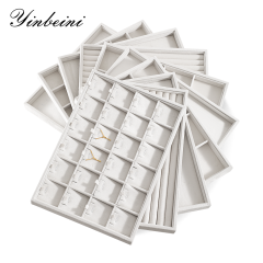 Yinbeini Velvet Ring Earring Bracelet Necklace Display Tray  Jewelry Organizer Tray Table Top Stackable Drawer Storage P036