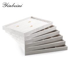 Yinbeini Velvet Ring Earring Bracelet Necklace Display Tray  Jewelry Organizer Tray Table Top Stackable Drawer Storage P036