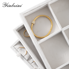 Yinbeini Velvet Ring Earring Bracelet Necklace Display Tray  Jewelry Organizer Tray Table Top Stackable Drawer Storage P036