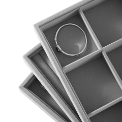 Yinbeini Velvet Ring Earring Bracelet Necklace Display Tray  Jewelry Organizer Tray Table Top Stackable Drawer Storage P036