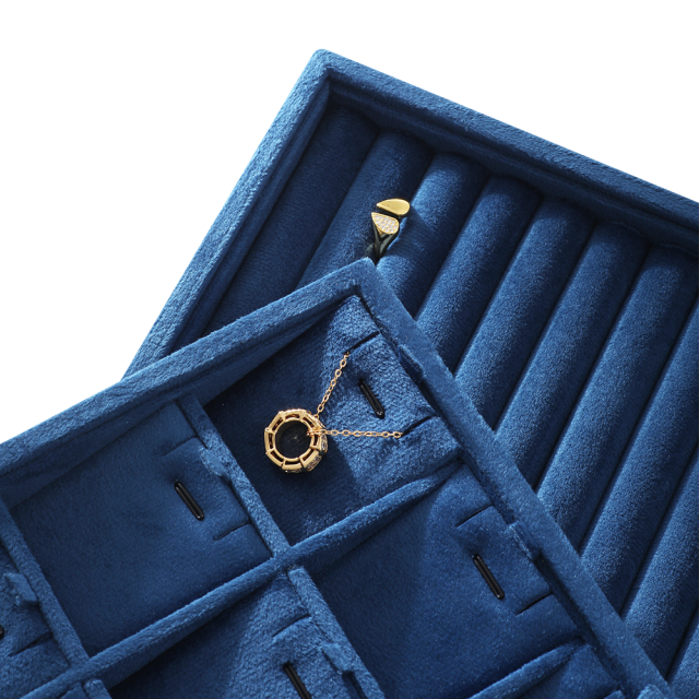 Yinbeini Velvet Ring Earring Bracelet Necklace Display Tray  Jewelry Organizer Tray Table Top Stackable Drawer Storage P036