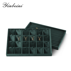 Yinbeini Velvet Ring Earring Bracelet Necklace Display Tray  Jewelry Organizer Tray Table Top Stackable Drawer Storage P036