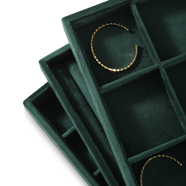 Yinbeini Velvet Ring Earring Bracelet Necklace Display Tray  Jewelry Organizer Tray Table Top Stackable Drawer Storage P036