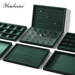 Yinbeini Velvet Ring Earring Bracelet Necklace Display Tray  Jewelry Organizer Tray Table Top Stackable Drawer Storage P036