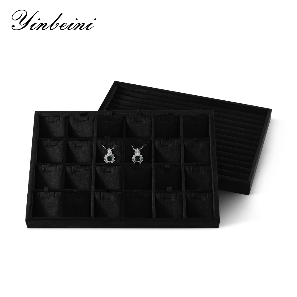 Yinbeini Velvet Ring Earring Bracelet Necklace Display Tray  Jewelry Organizer Tray Table Top Stackable Drawer Storage P036