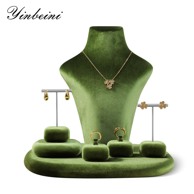 Yinbeini Velvet Necklace Display Stand Portrait Chest Jewelry Pendant Showcase Rack Counter Display Props jewelry counter  RB015
